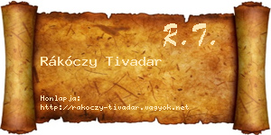 Rákóczy Tivadar névjegykártya