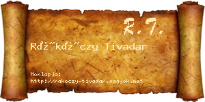 Rákóczy Tivadar névjegykártya